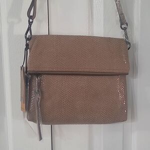 Margot Crossbody Foldover Women's Handbags Taupe Genuine Leather